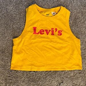 Levi's  Yellow crop top with worn texture letters size M Medium